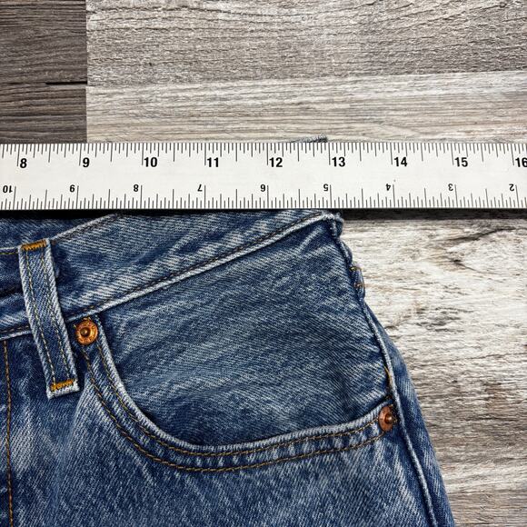 Levis 501 Light Wash Blue Womens 26x24 Distressed Button Fly Denim Jeans Red Tab - Picture 7 of 12